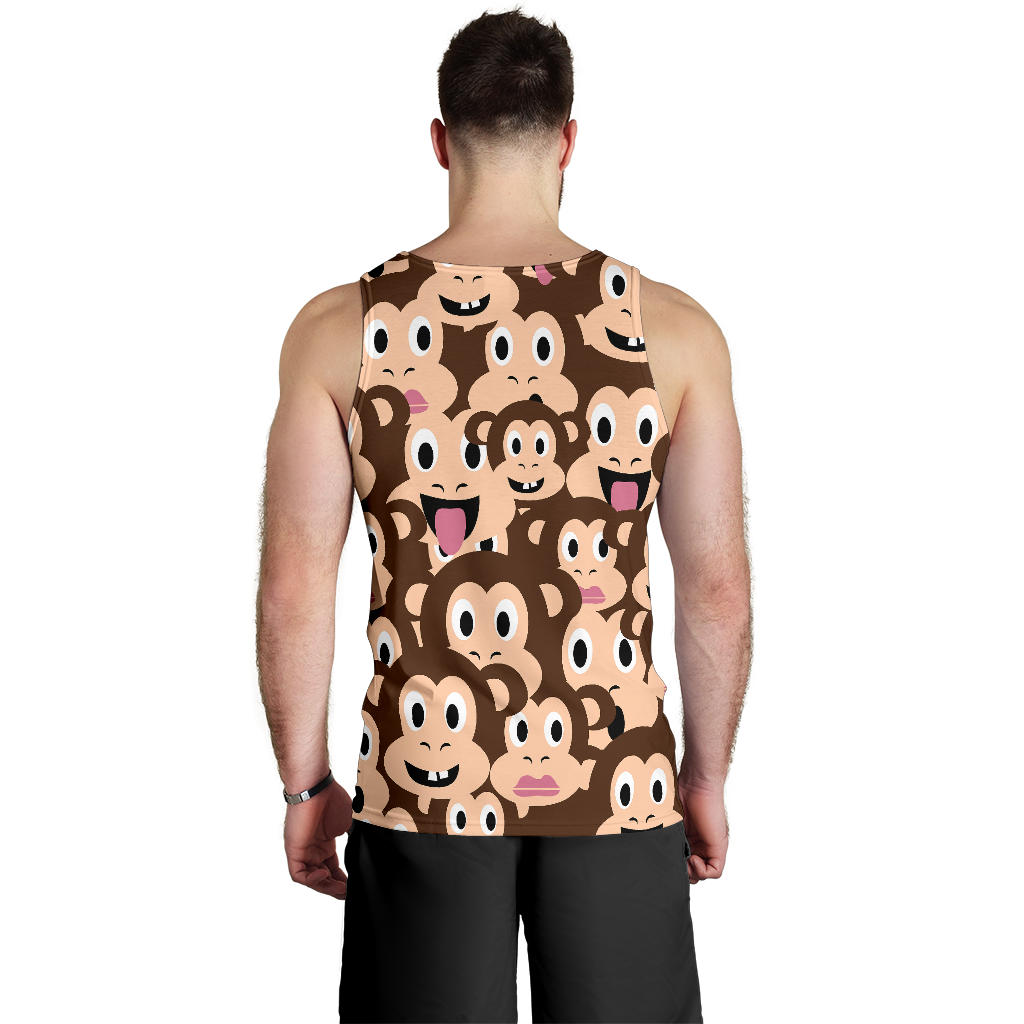 Emoji Monkey Print Pattern Men Tank Top