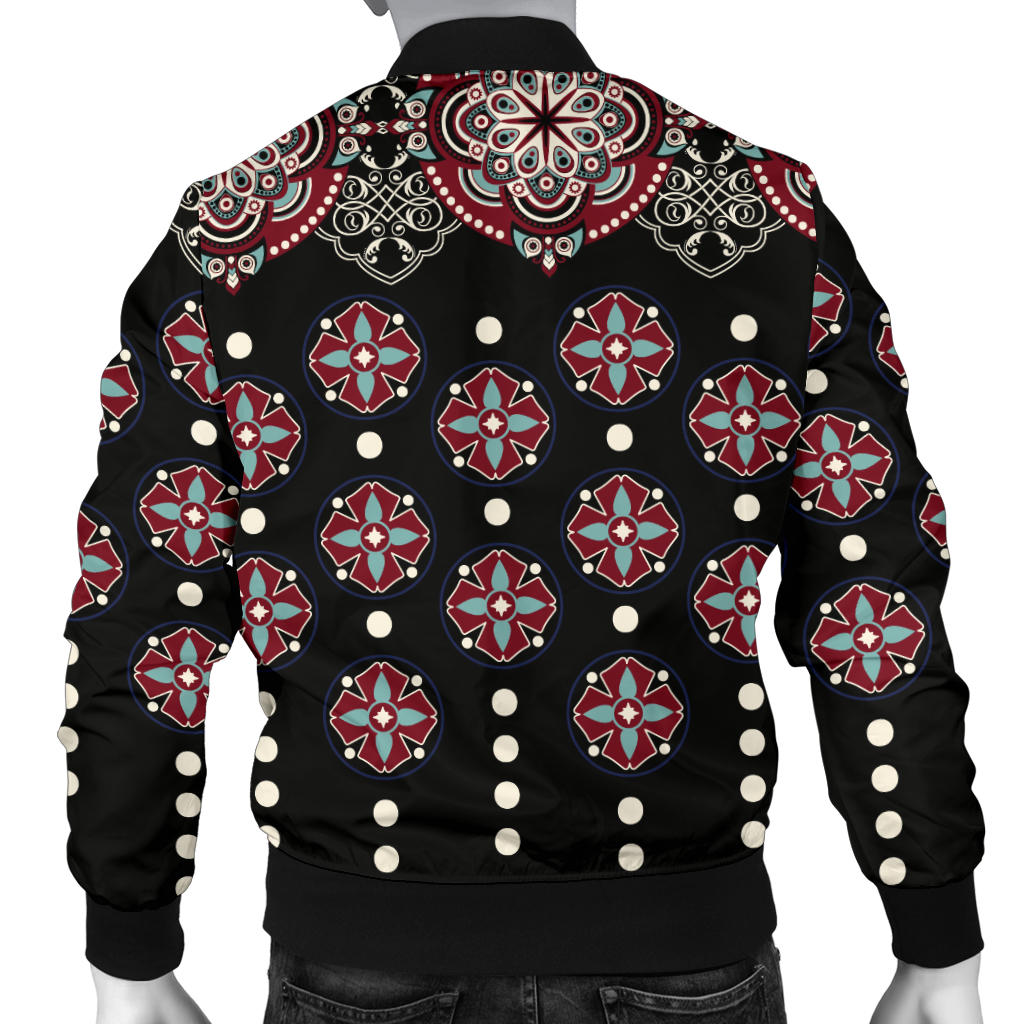 Ethnic Dot Style Print Pattern Men Bomber Jacket
