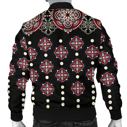 Ethnic Dot Style Print Pattern Men Bomber Jacket