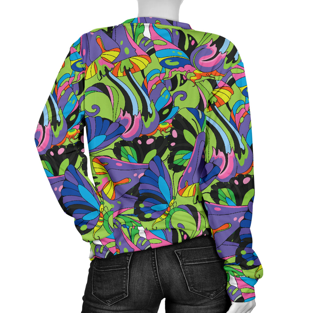 Psychedelic Trippy Mushroom Themed Women Long Sleeve Sweatshirt