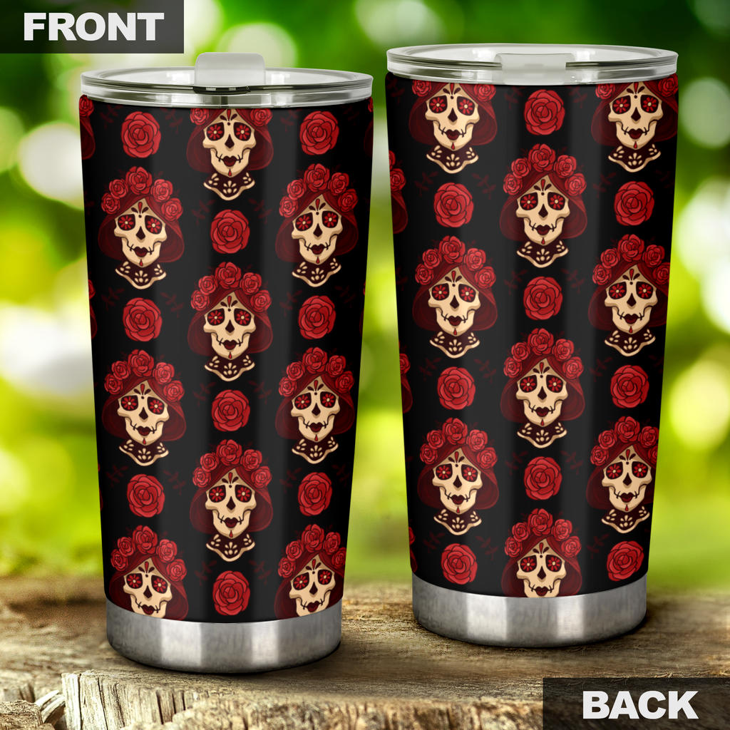 Day of the Dead Skull Girl Pattern Tumbler