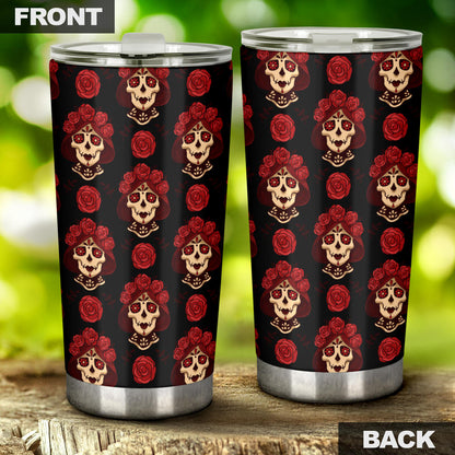 Day of the Dead Skull Girl Pattern Tumbler