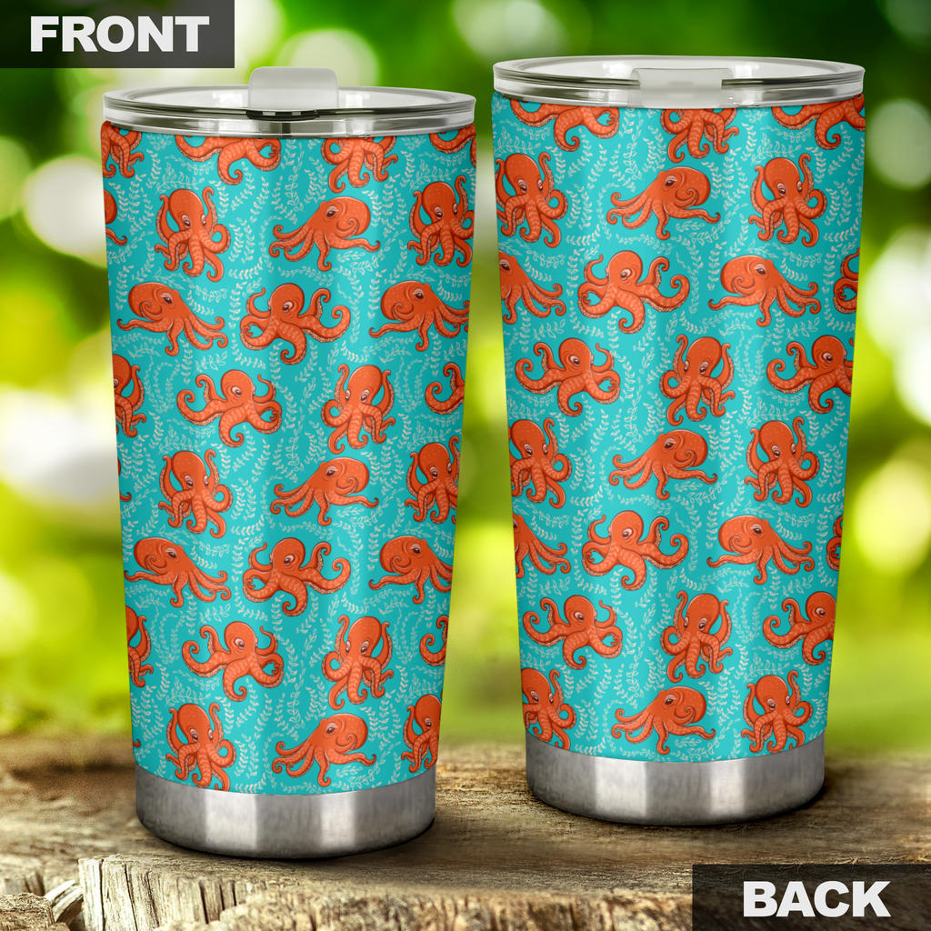 Octopus Cartoon Design Print Themed Tumbler