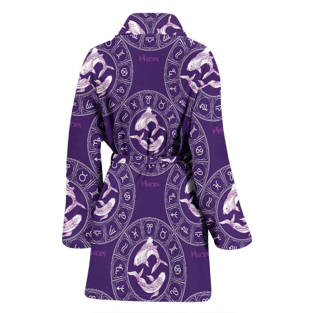 Pisces Pattern Print Design A02 Women Bathrobe
