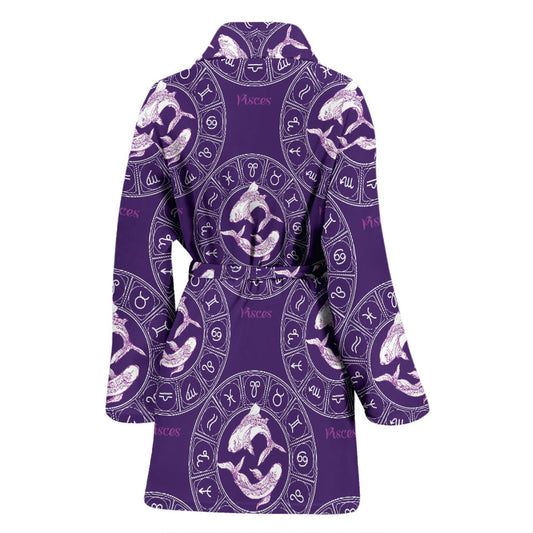 Pisces Pattern Print Design A02 Women Bathrobe