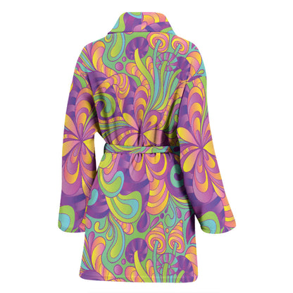 Psychedelic Mushroom Pattern Print Design A05 Women Bathrobe