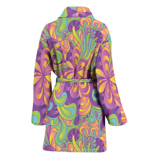 Psychedelic Mushroom Pattern Print Design A05 Women Bathrobe