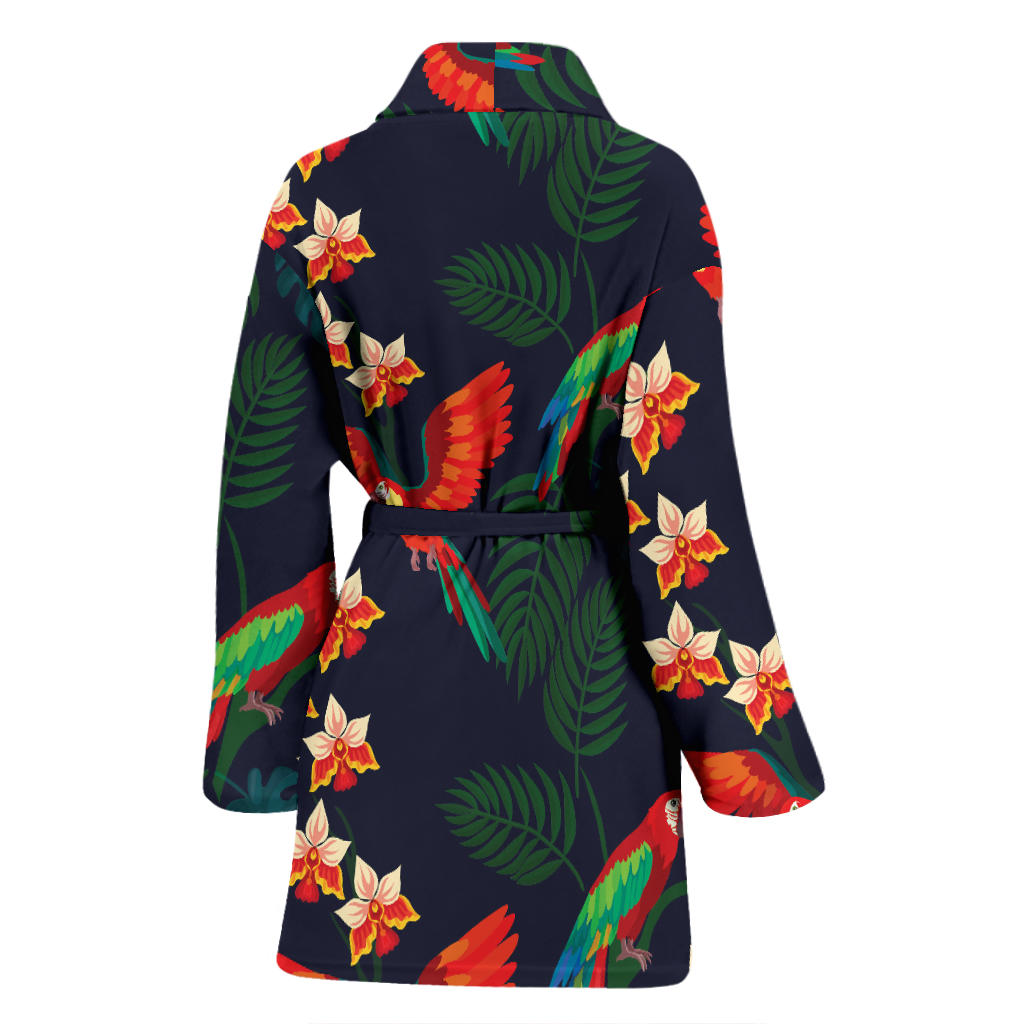 Macaw Pattern Print Design 02 Women Bathrobe