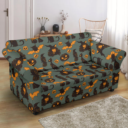 Witch Bat Halloween Print Design LKS305 Loveseat Couch Slipcover