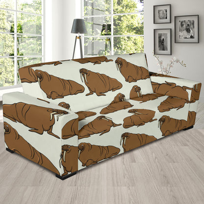 Walrus Pattern Print Design 03 Sofa Slipcover