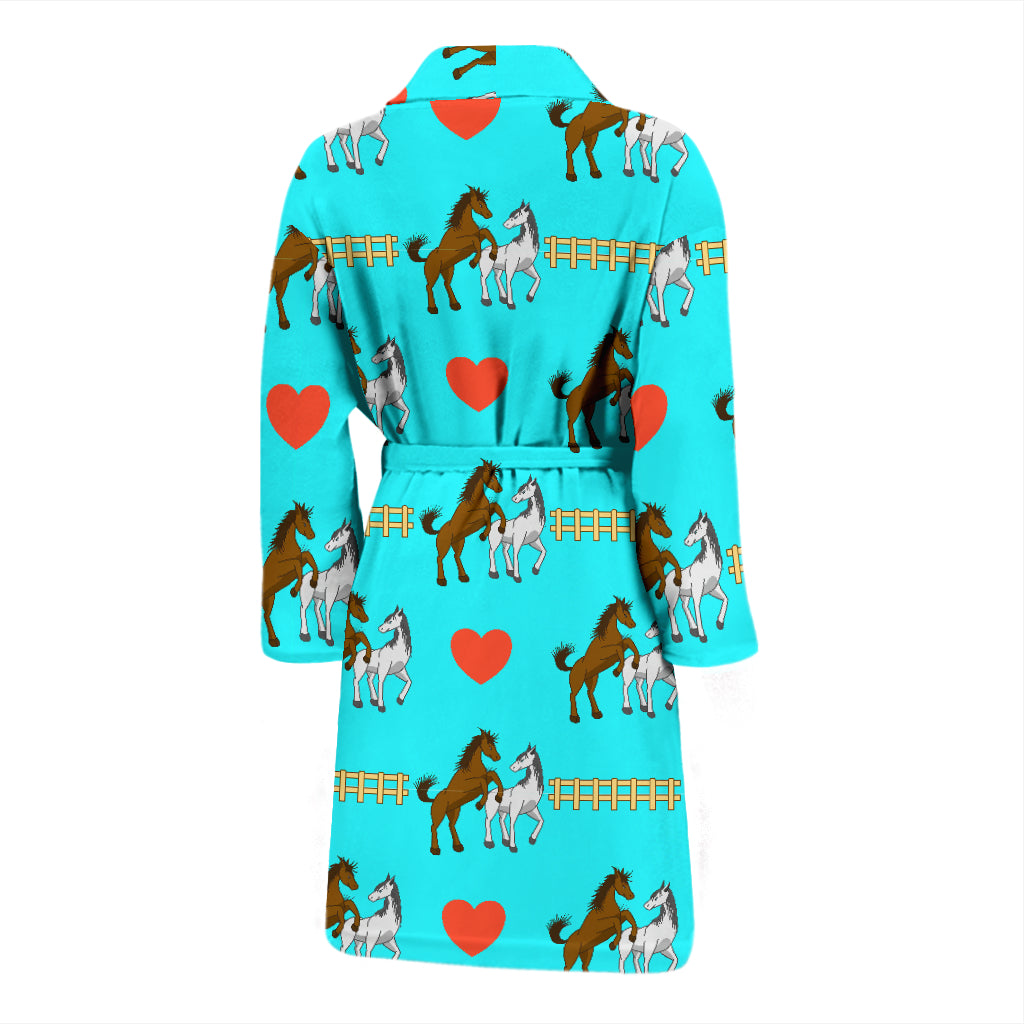 Horse Couple Love Print Design LKS309 Men Bathrobe