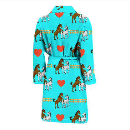 Horse Couple Love Print Design LKS309 Men Bathrobe
