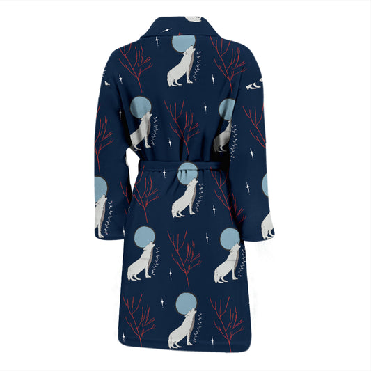 Wolf Moon Print Design LKS304 Men Bathrobe