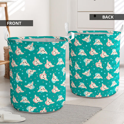Chihuahua Polka Dot Pattern Laundry Basket
