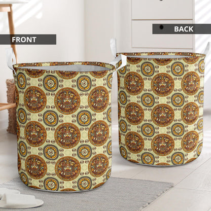 Calendar Aztec Themed Print Pattern Laundry Basket
