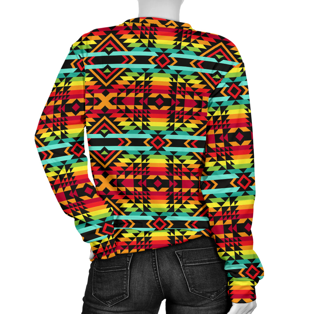 Kente Red Design African Print Women Long Sleeve Sweatshirt