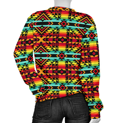 Kente Red Design African Print Women Long Sleeve Sweatshirt