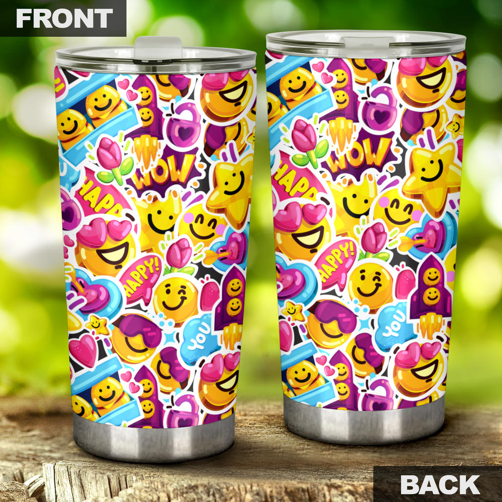 Emoji Sticker Print Pattern Tumbler