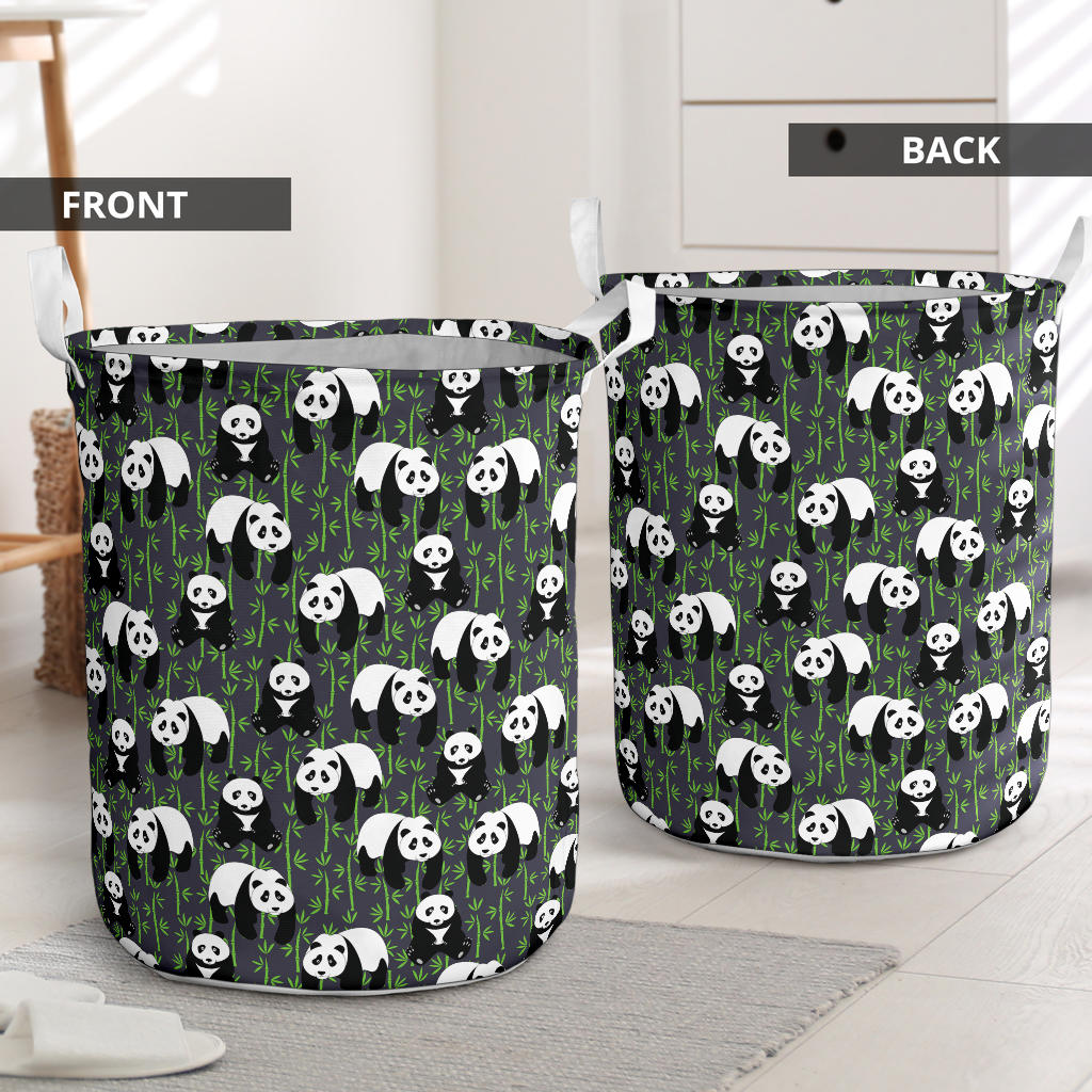Panda Bear Bamboo Themed Print Laundry Basket