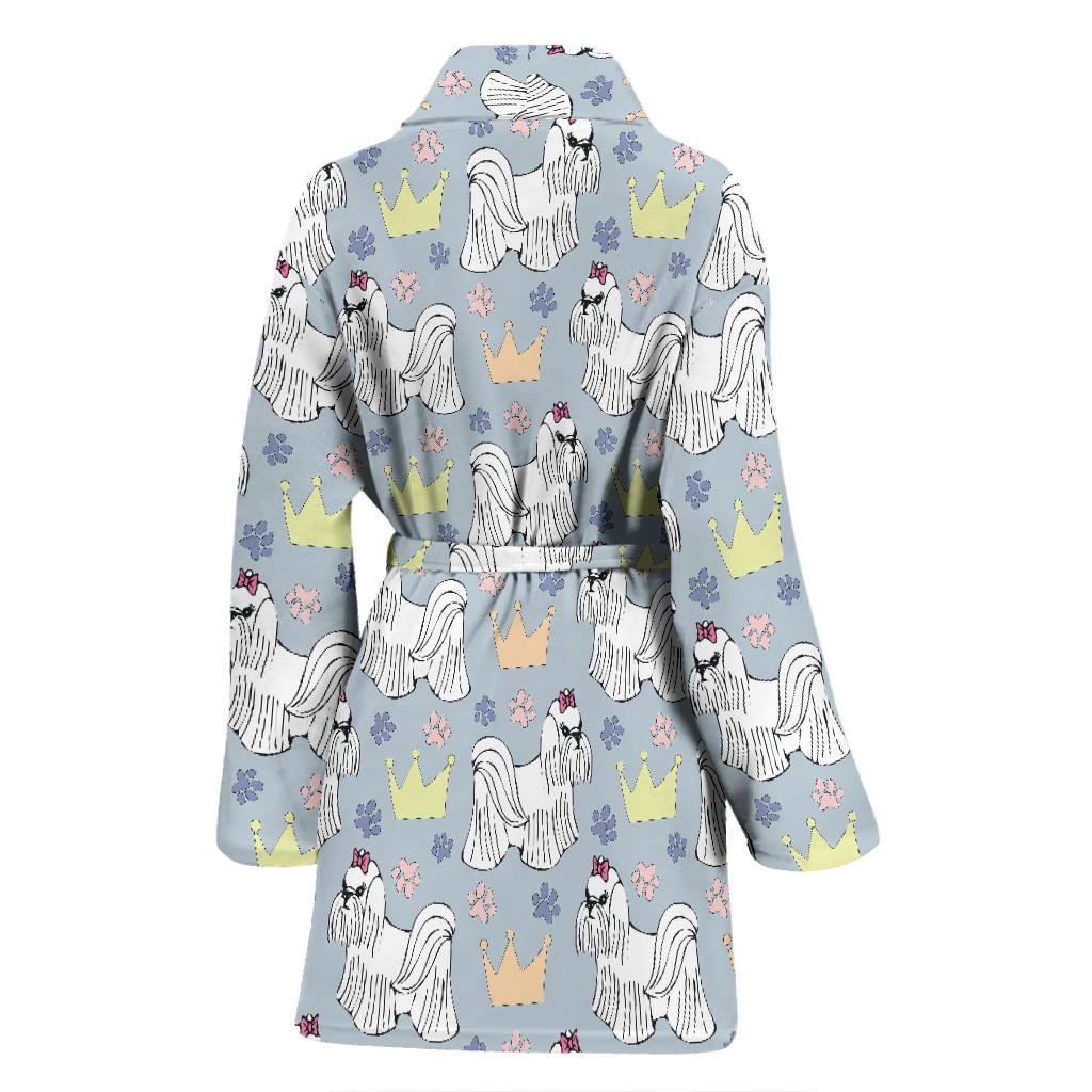 Maltese Pattern Print Design 04 Women Bathrobe