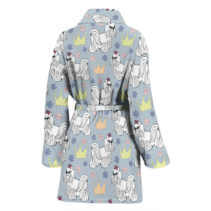 Maltese Pattern Print Design 04 Women Bathrobe