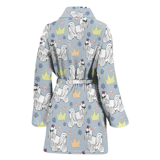 Maltese Pattern Print Design 04 Women Bathrobe