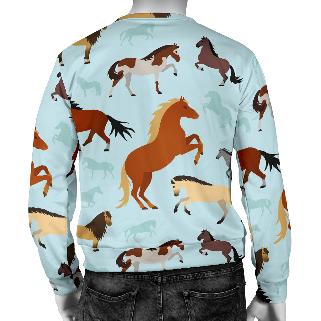 Horse Cute Themed Pattern Print Men Long Sleeve Sweatshirt