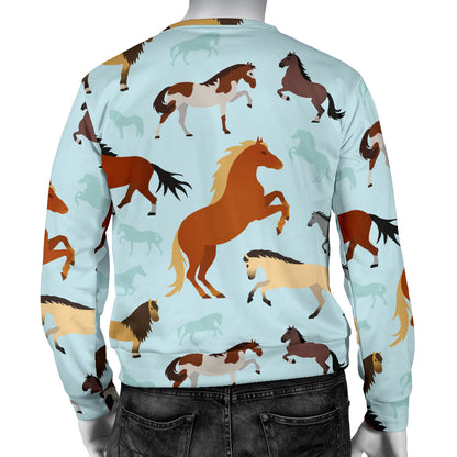 Horse Cute Themed Pattern Print Men Long Sleeve Sweatshirt