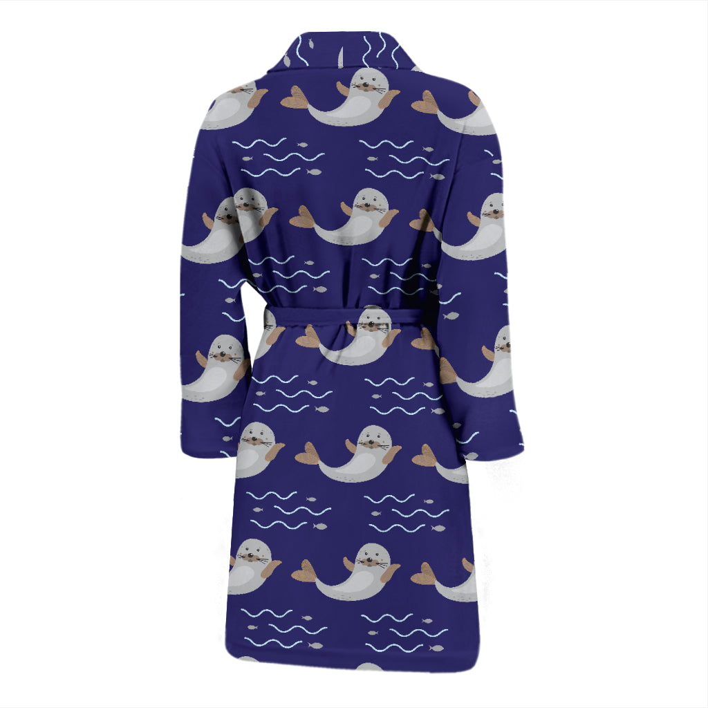 Sea Lion Print Design LKS404 Men Bathrobe