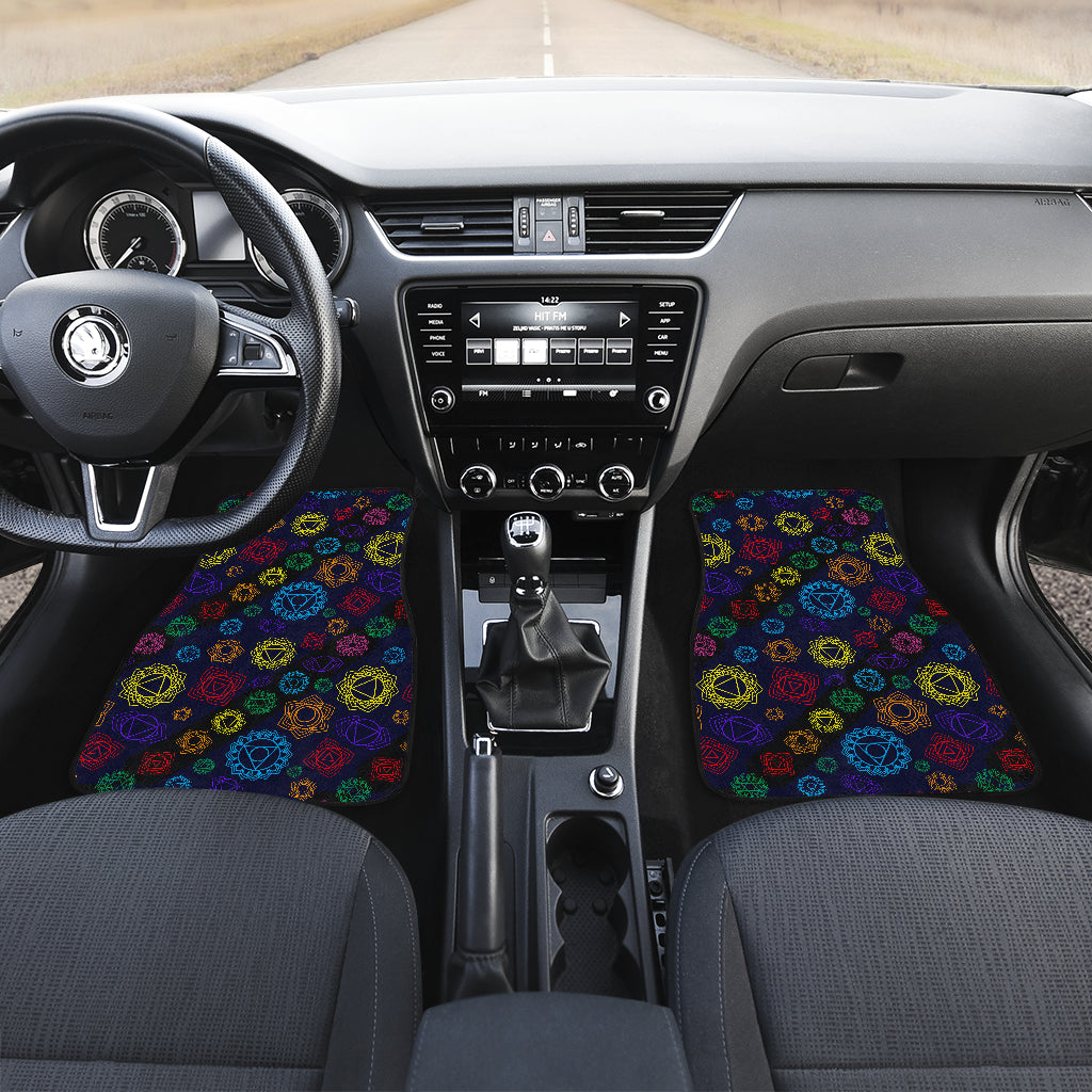 Chakra Colorful Print Pattern Car Floor Mats Front Back