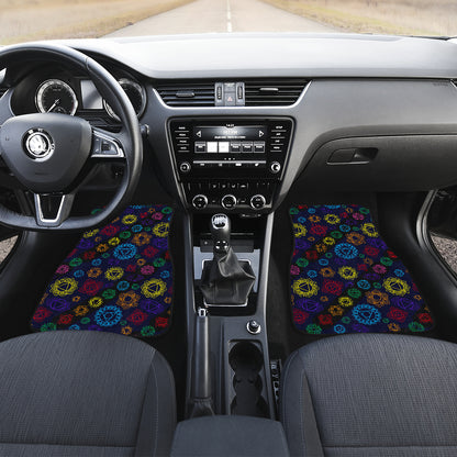 Chakra Colorful Print Pattern Car Floor Mats Front Back