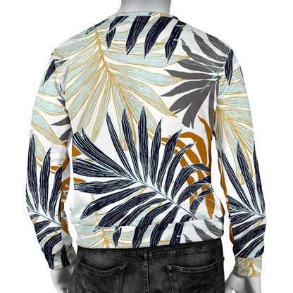 Colorful Tropical Palm Leaves Men Long Sleeve Sweatshirt