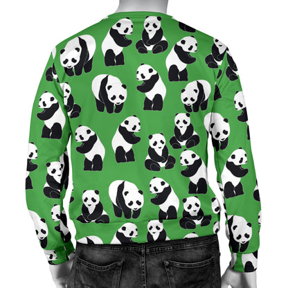 Panda Bear Pattern Themed Print Men Long Sleeve Sweatshirt