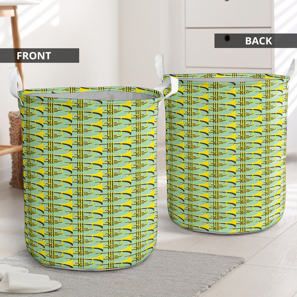 Trumpet Vintage Design Print Laundry Basket