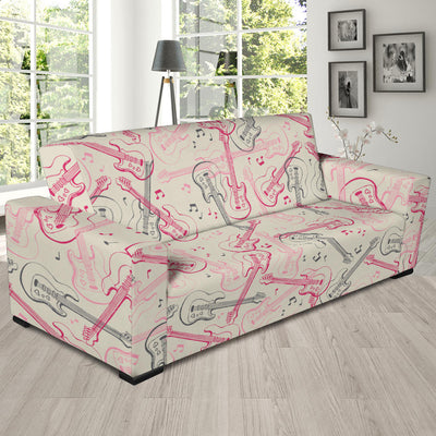 Bass Guitar Pattern Print Design 02 Sofa Slipcover