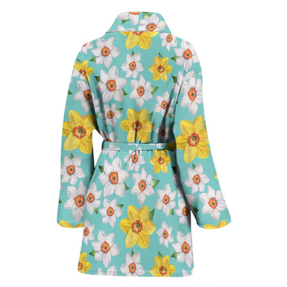 Daffodils Pattern Print Design 02 Women Bathrobe