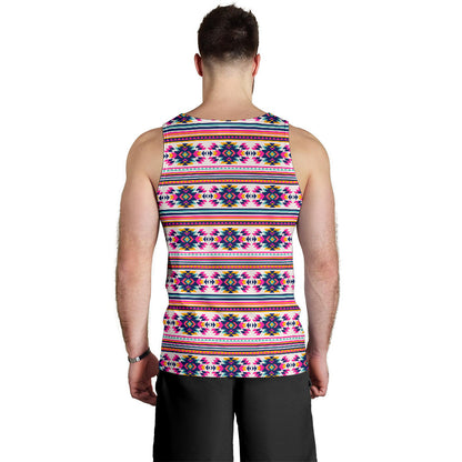 Indian Navajo Neon Themed Design Print Men Tank Top