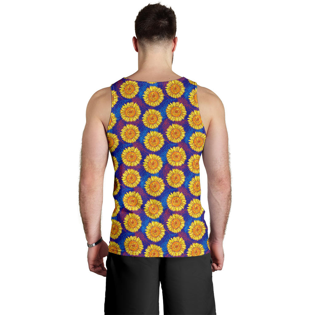 Sunflower Hand Drawn Style Print Men Tank Top