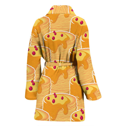 Pancake Pattern Print Design A04 Women Bathrobe