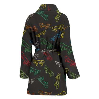 Skateboard Print Design LKS301 Women Bathrobe