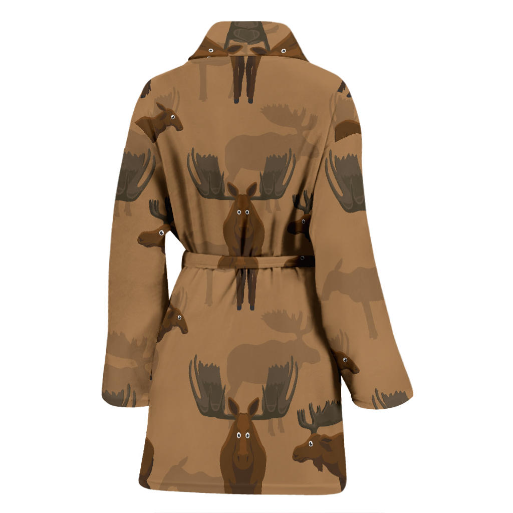 Moose Pattern Print Design 03 Women Bathrobe