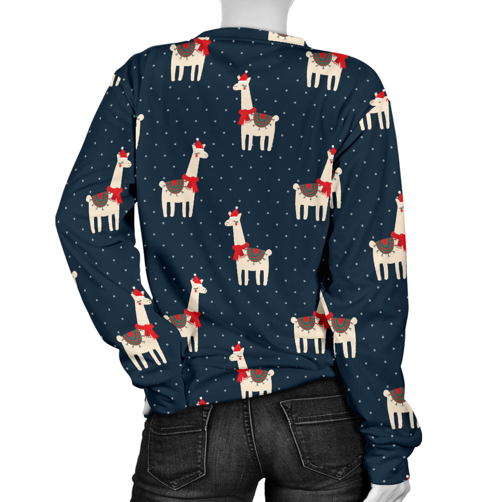 Llama with Polka Dot Themed Print Women Long Sleeve Sweatshirt