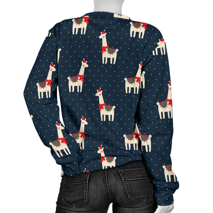 Llama with Polka Dot Themed Print Women Long Sleeve Sweatshirt