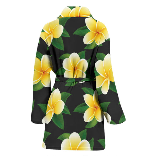 Plumeria Pattern Print Design A03 Women Bathrobe