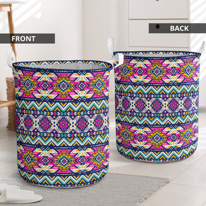 Aztec Pink Geometric Print Pattern Laundry Basket