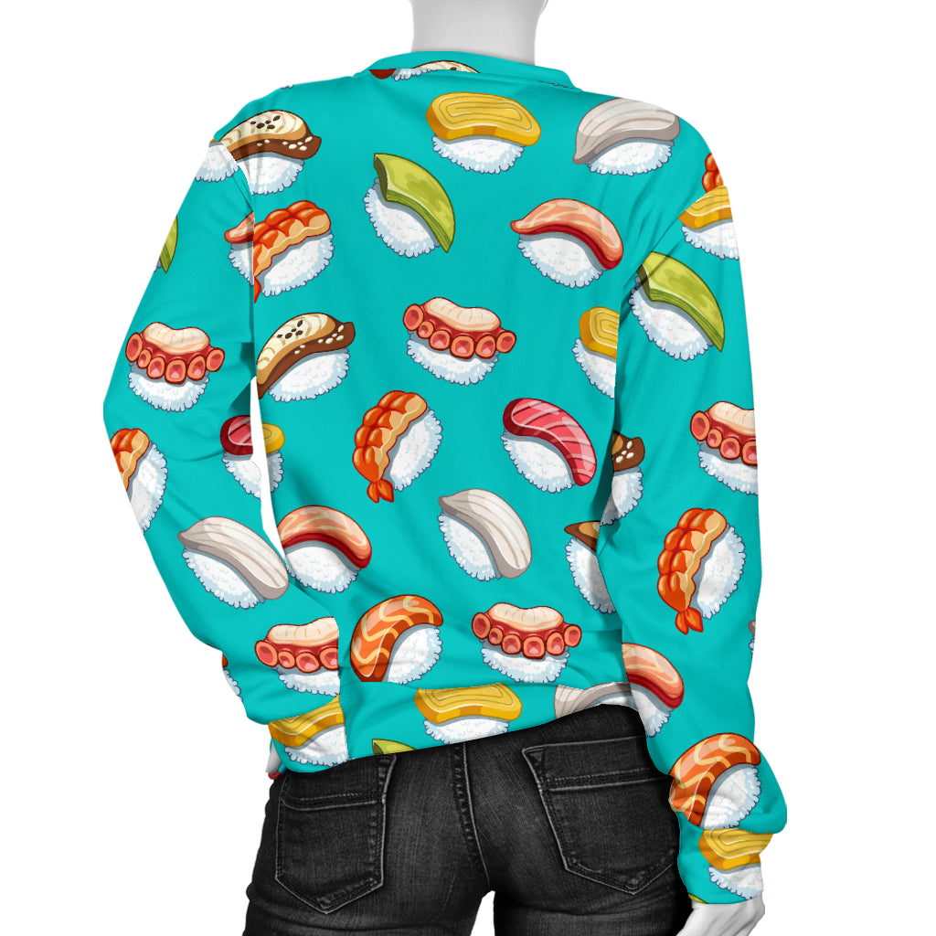 Sushi Themed Print Women Long Sleeve Sweatshirt