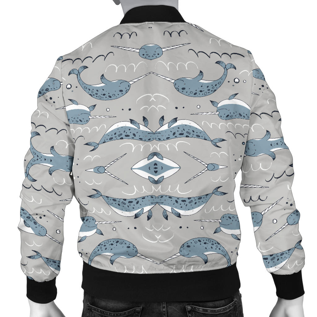Narwhal Pattern Print Men Bomber Jacket