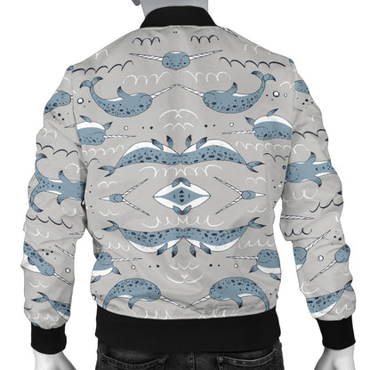 Narwhal Pattern Print Men Bomber Jacket