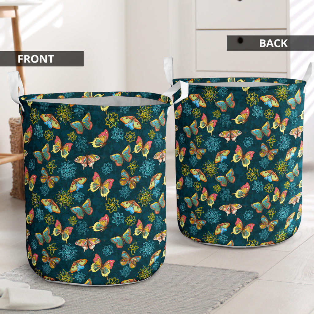 Butterfly Hand Draw Print Pattern Laundry Basket