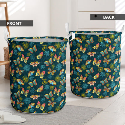 Butterfly Hand Draw Print Pattern Laundry Basket